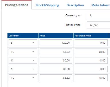 B2B Store DIFFERENT CURRENCIES FOR EACH PRODUCT